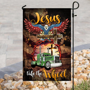 Trucker, Jesus Take The Wheel Flag | Garden Flag | Double Sided House Flag