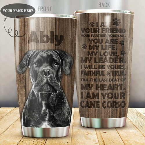Tumbler Cane Corso Stainless Steel Personalized Stainless Steel Tumbler Customize Name, Text, Number - Love Mine Gifts