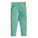 Turquoise Banana Pattern Print Women's Capri Leggings