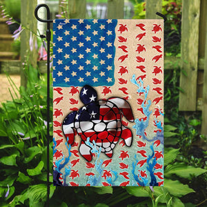 Turtle American Flag Flag | Garden Flag | Double Sided House Flag