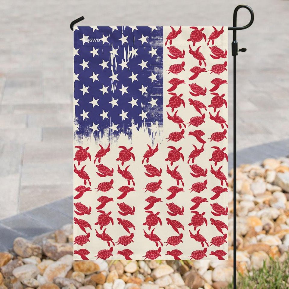 Turtle Celebrate Fourth Of July Independence Day Flag | Garden Flag | Double Sided House Flag