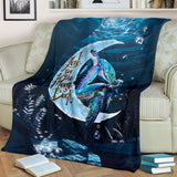 Fleece Blanket Turtle To The Moon Back With Sea Personalized Custom Name Date Fleece Blanket Print 3D, Unisex, Kid, Adult - Love Mine Gifts