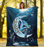 Fleece Blanket Turtle To The Moon Back With Sea Personalized Custom Name Date Fleece Blanket Print 3D, Unisex, Kid, Adult - Love Mine Gifts