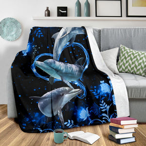 Twinkling blue heart Dolphin blanket
