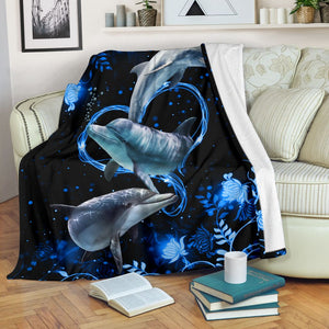 Twinkling blue heart Dolphin blanket