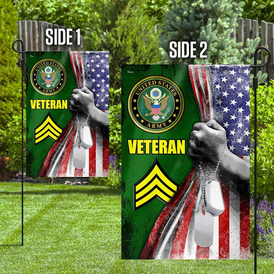 US Army Rank Sergeant Veteran Flag | Garden Flag | Double Sided House Flag