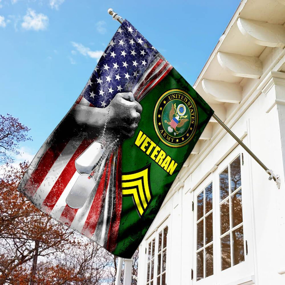 US Army Rank Sergeant Veteran Flag | Garden Flag | Double Sided House Flag