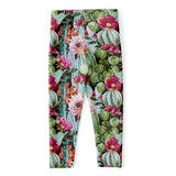 Vintage Cactus And Flower Print Women's Capri Leggings