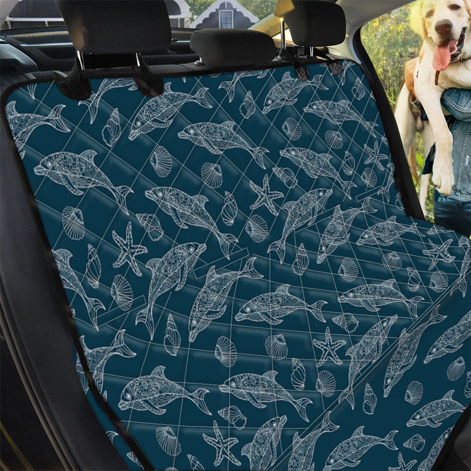 Pet Car Seat Vintage Dolphins Pattern Print Pet Car Back Seat Cover, Dog, Cat Lovers - Love Mine Gifts
