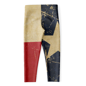 Vintage Texas Flag Print Women's Capri Leggings