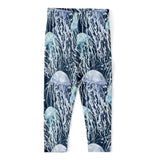 Watercolor Jellyfish Pattern Print Women's Capri Leggings