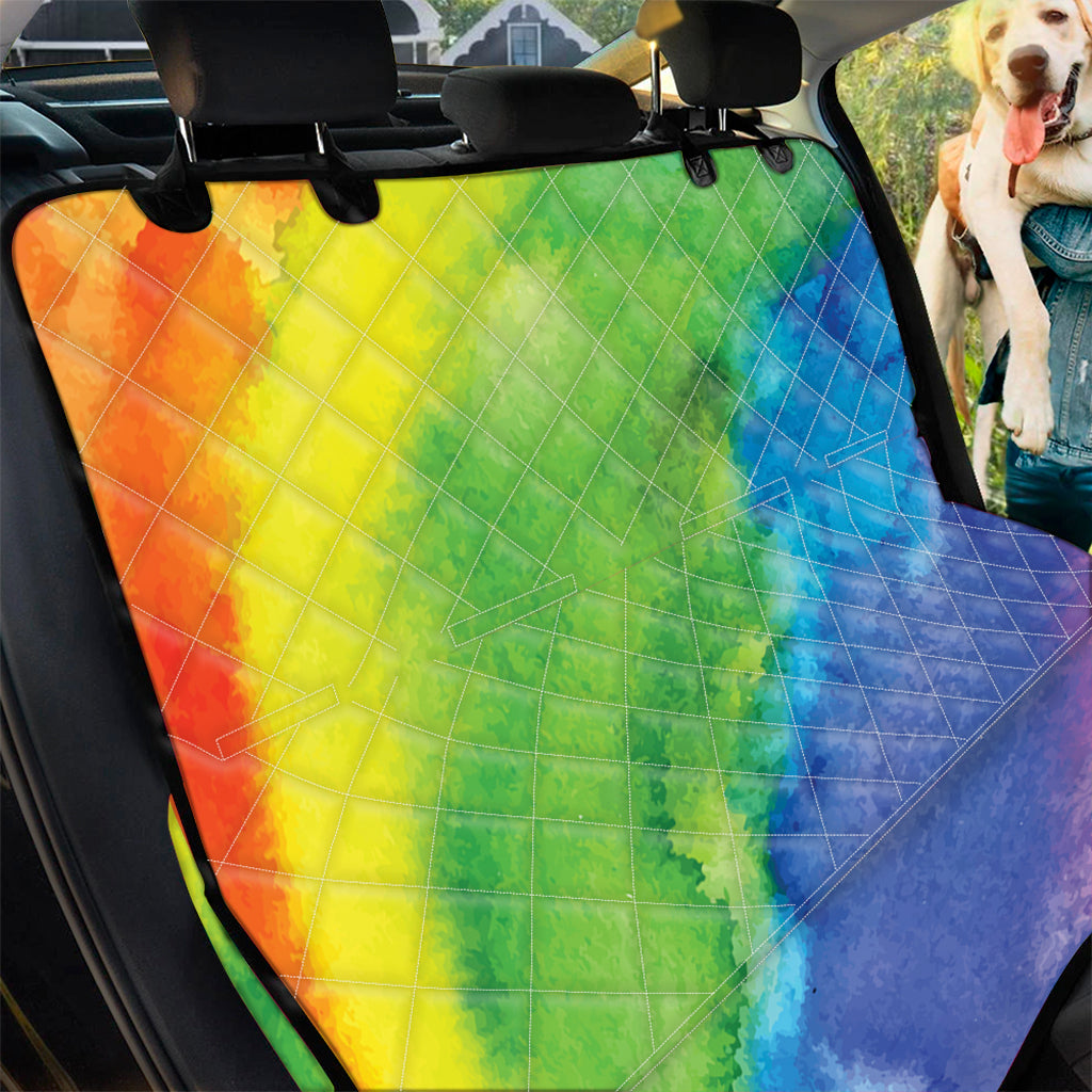 Pet Car Seat Watercolor Rainbow LGBT Pride Print Pet Car Back Seat Cover, Dog, Cat Lovers - Love Mine Gifts