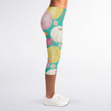 Watercolor Yarn Pattern Print Women's Capri Leggings
