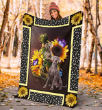 Weimaraner dark sunflower blanket