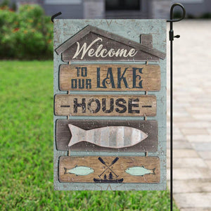 Welcome To Our Lake House Flag | Garden Flag | Double Sided House Flag