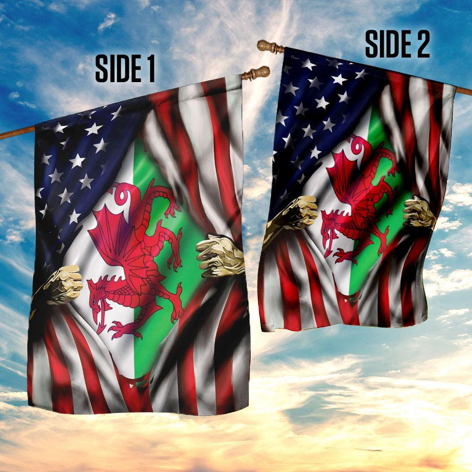 Welsh American Flag | Garden Flag | Double Sided House Flag
