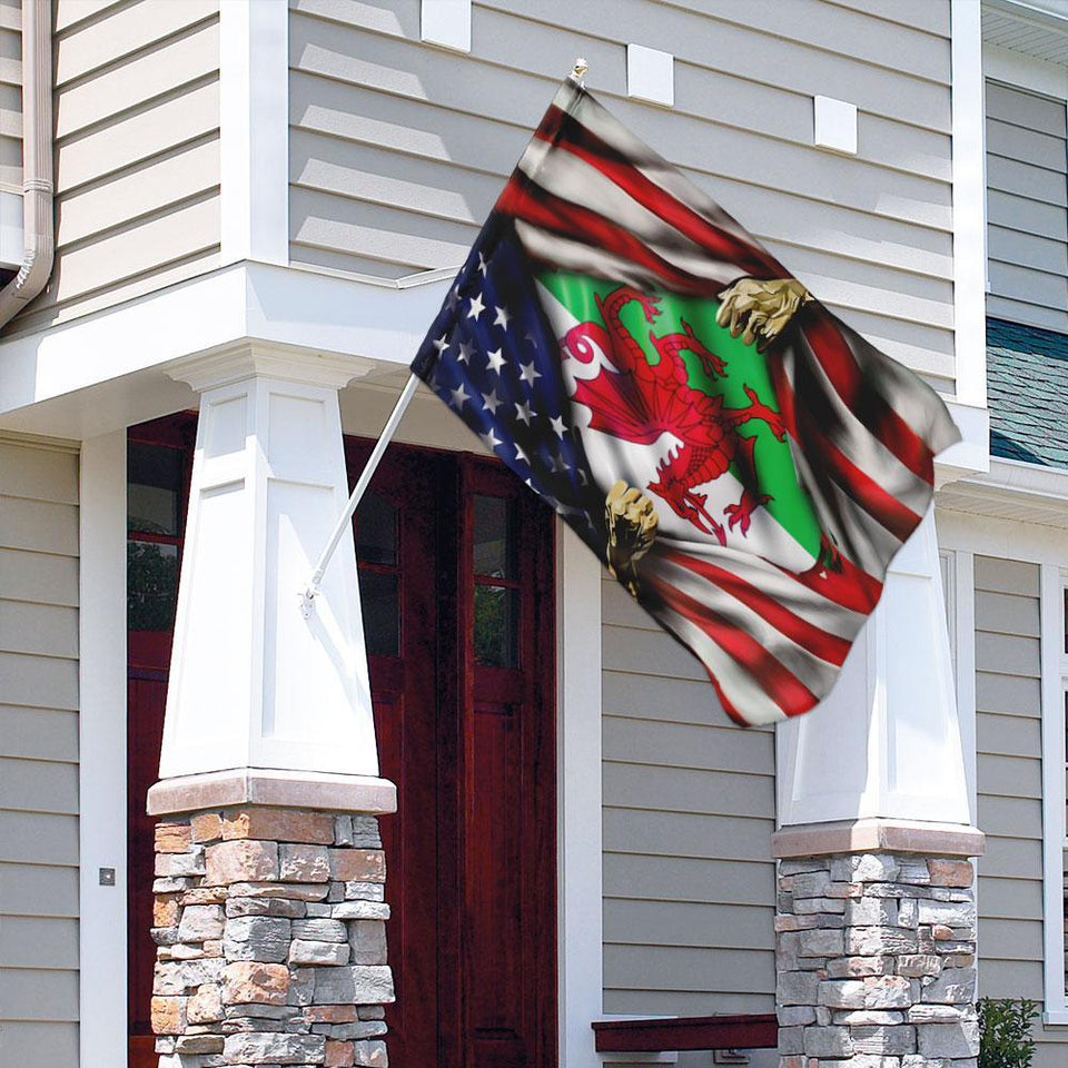 Welsh American Flag | Garden Flag | Double Sided House Flag