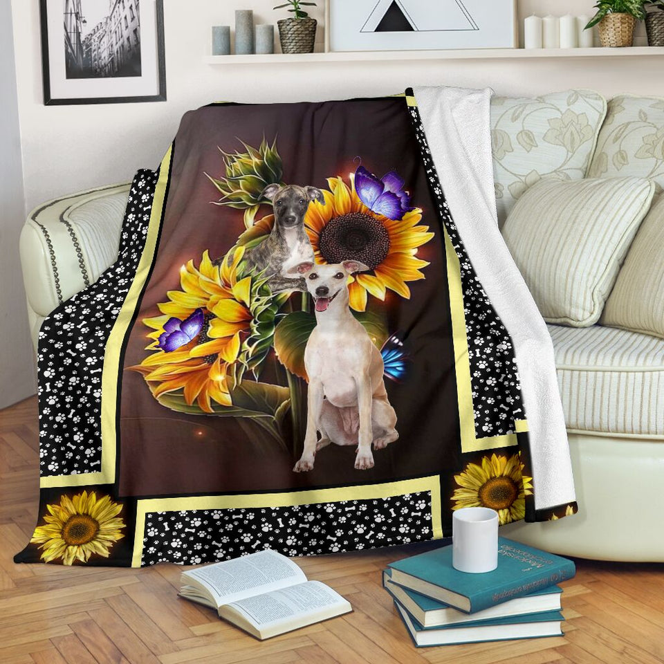 Whippet dark sunflower blanket