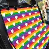 White Heart On LGBT Pride Striped Print Pet Car Back Seat Cover