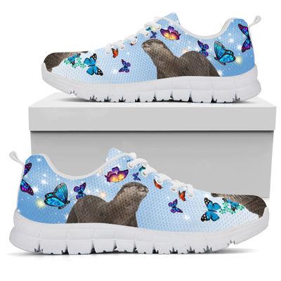 Shoes Sneaker Otters Butterfly Sneakers, Sneaker Personalized Shoes Custom Name, Text for Women, Men - Love Mine Gifts