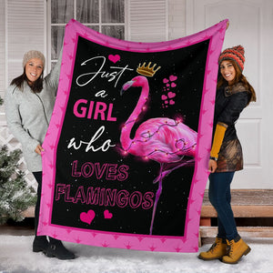 Fleece Blanket Just A Girl Who Love Flamingo Fleece Blanket Print 3D, Unisex, Kid, Adult - Love Mine Gifts