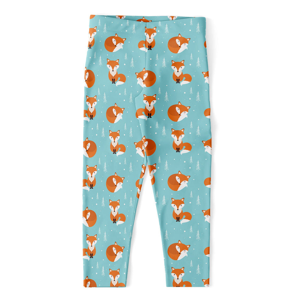 Winter Fox Pattern Print Women's Capri Leggings