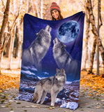 Fleece Blanket Wolf Sky Night Fleece Blanket Print 3D, Unisex, Kid, Adult - Love Mine Gifts