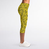 Yellow Banana Pattern Print Women's Capri Leggings