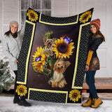 Yorkshire terrier dark sunflower blanket d