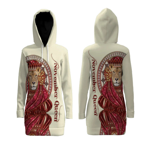 Apparel November Queen 3D All Over Printed Hoodie Dress For Women 3D All Over Printed Custom Text Name - Love Mine Gifts