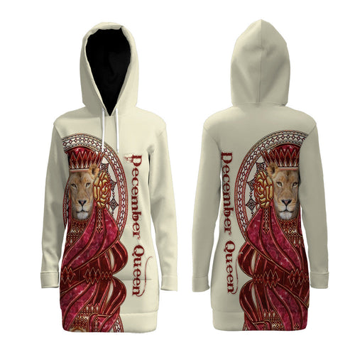 Apparel December Queen All Over Printed Hoodie Dress For Women 3D All Over Printed Custom Text Name - Love Mine Gifts