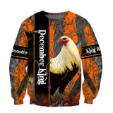 Apparel Premium December Rooster D Over Printed Unisex Shirts Ml 3D All Over Printed Custom Text Name - Love Mine Gifts